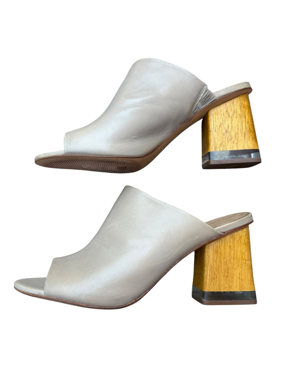 Bernardo Leather Open Toe Mule Block Heel Sandals Size 10
